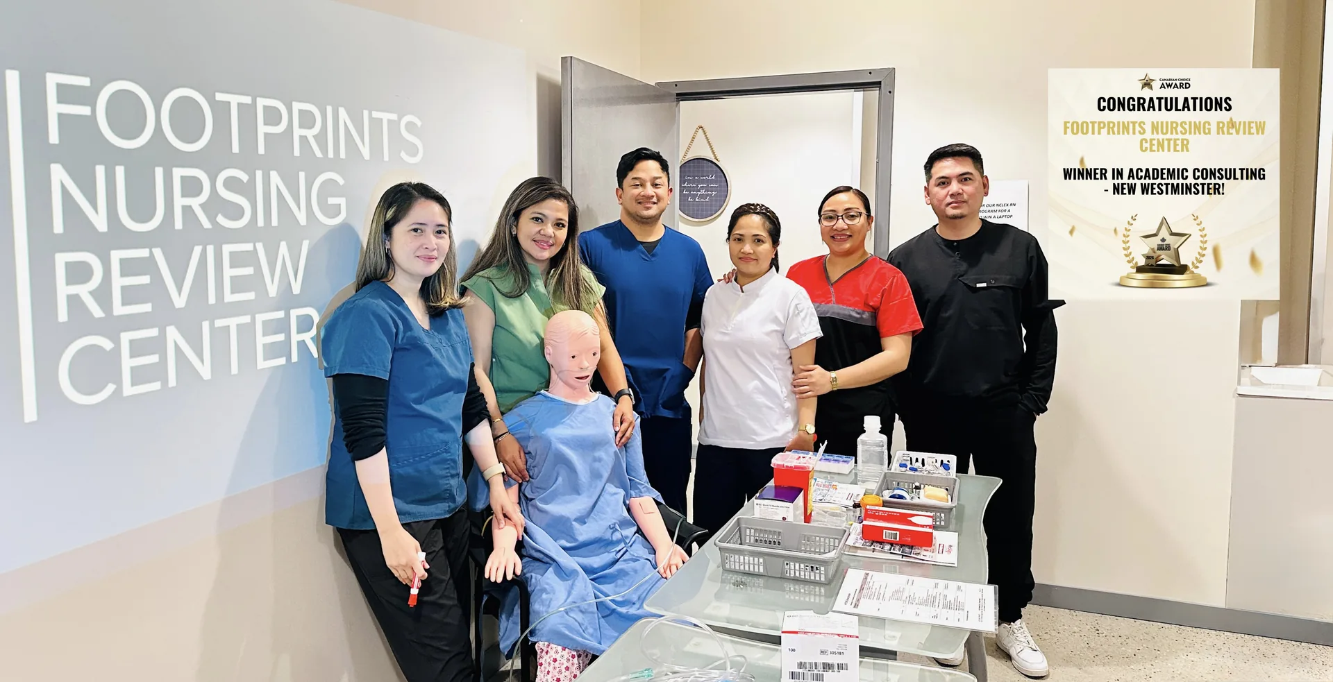 Footprints Nursing Review Center team and Canadian Choice Award